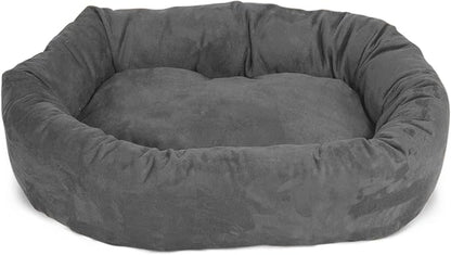 Majestic Pet 52 Inch Suede Calming Dog Bed Washable – Cozy Soft Round Dog Bed with Spine Support for Dogs to Rest Their Head - Fluffy Donut Dog Bed 52x35x11 (Inch) - Round Pet Bed X- Large – Gray