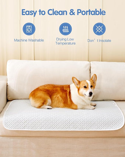 Dog Cooling Mat - Instant Cooling Pet Bed for Dogs & Cats, 6-12°F Drop, Non-Toxic & Machine Washable, Anti-Slip Bottom, Cool Mat for Indoor & Travel Use Light Gray 36" x 24"