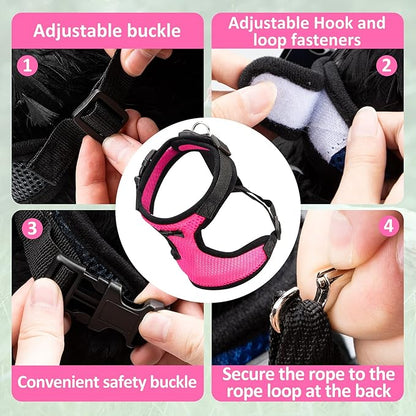 Adhafera Chicken Harness with Leash, Upgraded Double Adjustment Chicken Harness and Leash Set for Hens, Duck, Goose, Small Pet (Pink, S)