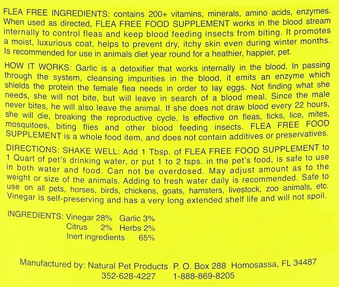 Flea-Free Pure Organic Food Supplement and Natural Pet Products , 16 Ounce