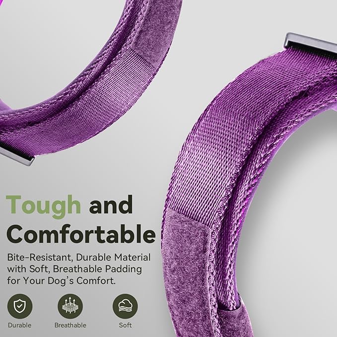 2026 Upgrade Waterproof AirTag Dog Collar, Military Tactical Dog Collar with AirTag Holder, Comfortable Control Handle and Metal Buckle, GPS Dog Collar Holder for Medium to Large Dogs (Purple, XL)