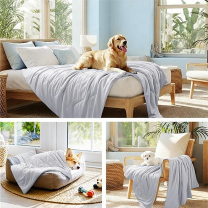 Luciphia Premium Cooling Dog Blanket Washable Q-MAX>0.5 Small Medium Large Pet Mat Puppy Cat Self-Cooling Soft Breathable Calming Throw for Sofa Crate Bed (Light Grey,29x40 inches)
