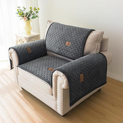 Couch Covers for Dogs Washable, Velvet Dog Couch Cover Protector, Fuzzy Plush Pet Sofa Cover for Single Sofa, Sofa Covers for Pets(1,Dark Grey,27.6"x27.6",Single Seater)