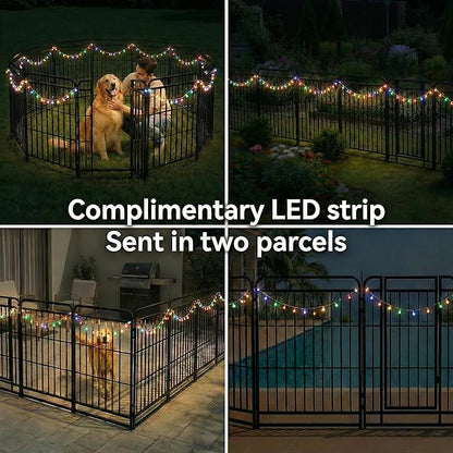 Dog Playpen Outdoor 16 Panels 32'' Rustproof Metal Dog Fence with Gate Small Medium Portable Large Dog Play Pen 36FT, 96 Sq.ft for RV Camping, Trips, Play Yard