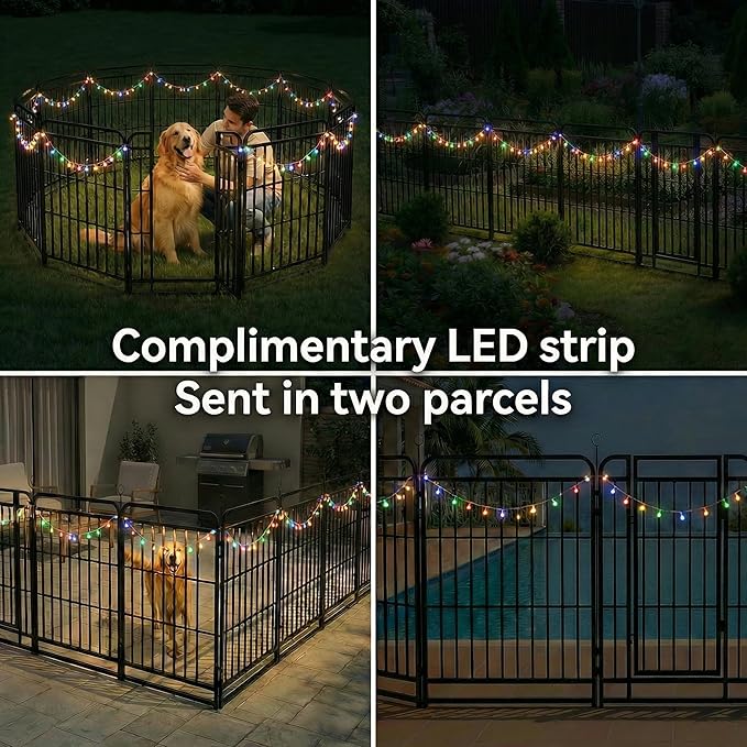 Dog Playpen Outdoor 32 Panels 40'' Rustproof Metal Dog Fence with Gate Small Medium Portable Large Dog Play Pen 72FT 240 Sq.ft for RV Camping, Trips, Play Yard