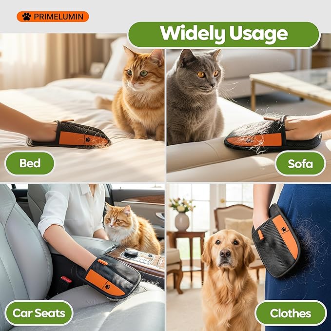 Pet Hair Remover Glove for Dogs & Cats – Newly Upgraded 2026 Version, Electrostatic Reusable Fur Remover Mitt for Couch, Carpet, Furniture, Car Seats & Clothes