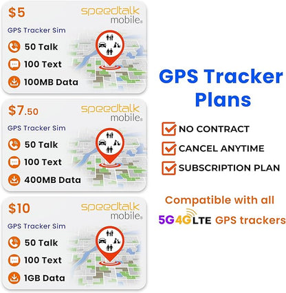 SpeedTalk Mobile $10 Tracker SIM Card Kit, Unlimited Data for 4G GPS Tracking Devices locators Pet Senior Kids Car | 3 in 1 Simcard Standard Micro Nano | No Contract 30 Days Service Plan US Coverage