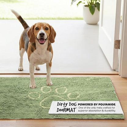 Dog Gone Smart Dirty Dog Doormat - Fast Drying Rug with Super Gripper Backing for Clean Floors - Super Absorbent and Machine Washable Mat for Muddy Paws - Sage Green