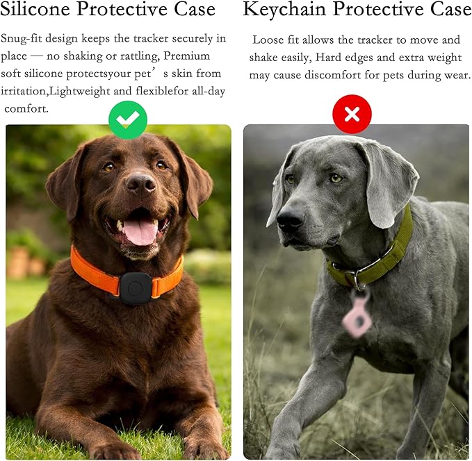 Waterproof Dog Collar Holder for Tile Life360 Mate 2024/2022 Tracker,2 Pack Anti Lost Soft Silicone Case for cat pet Necklace, Protective Cover Accessories for Tile Tracker Finder (Black/Pink)