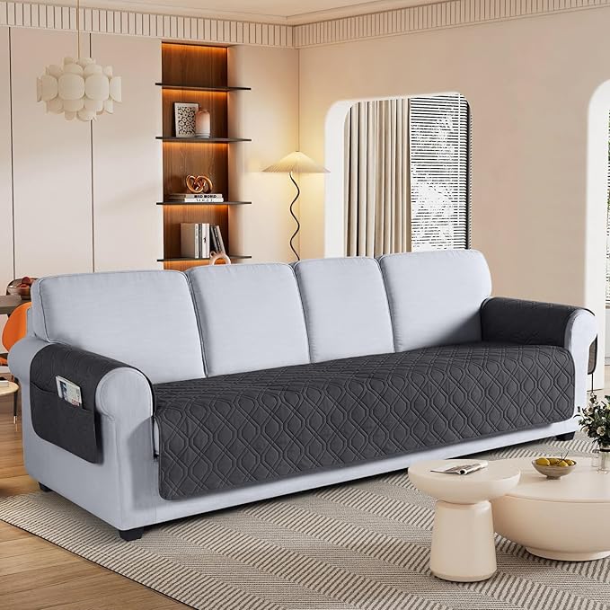 VANSOFY Couch Cover, Waterproof Sofa Covers Washable Slipcover Furniture Protector Couch Seat Covers Non-Slip Couch Cover for Dogs, Pets(Oversized Sofa, Charcoal Gray)