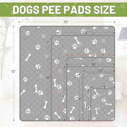 PatiencET Washable Pee Pads for Dogs, 36" x 48" 2 Pack, Extra Large Reusable Puppy Pads with Super Absorbent Core & Non-Slip Waterproof Bottom for Playpens, Sofas & Beds