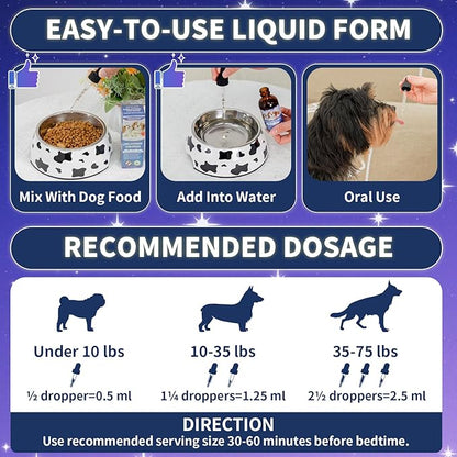 WEALLIN Melatonin for Dogs with L-Theanine & Chamomile | Anxiety Relief & Calming, Relaxation & Sleep Support Liquid Dog Melatonin | Fast-Absorbing & Bacon Flavor (2 PCS)