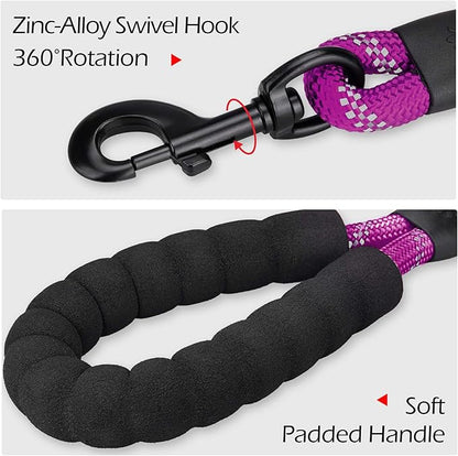 PoyPet Dog Harness and Leash Combo, Escape Proof No Pull Vest Harness, with 5 Feet Leash, Reflective Adjustable Soft Padded Pet Harness with Handle for Small to Large Dogs(Purple,L)