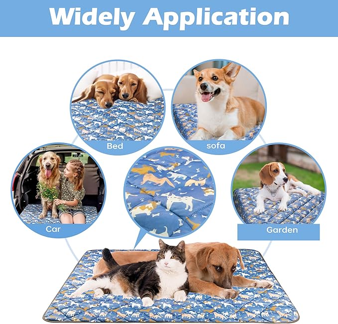 Dog Cooling Mat,Cat Self Cool Ice Pad,Lightweight Pet Cooling Pads Blanket Bed Cover,Puppies Summer Cool Tech Fabric,Washable Dog Sleeping Mat for Home & Outdoor,Keep Cool for Pets