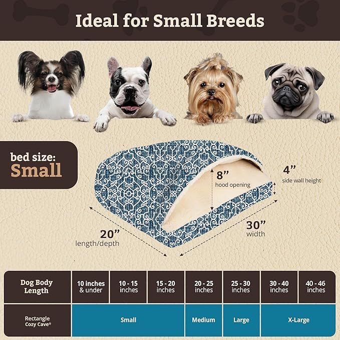 Snoozer Pet Products Luxury Rectangle Cozy Cave, Wag Collection, Small, Ramey Oxford