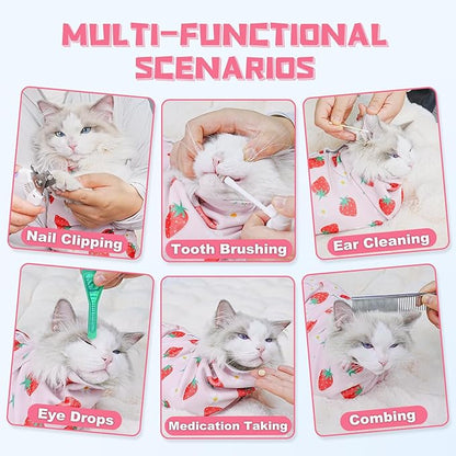 Supet Cat Wrap for Cutting Nails, 2026 Self-Adherent Cat Grooming Wrap, Anti-Escape Calming Cat Swaddle Wrap for Medicine, Nail Clipping, Teeth Brushing, Ear Cleaning