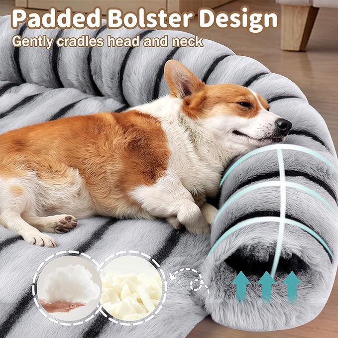 WATANIYA PET Large Dog Couch Bed, Fluffy Washable Couch Protector for Dogs with Removable Cover, Non-Slip Dog Sofa Bed, 35x31 Inch, Grey