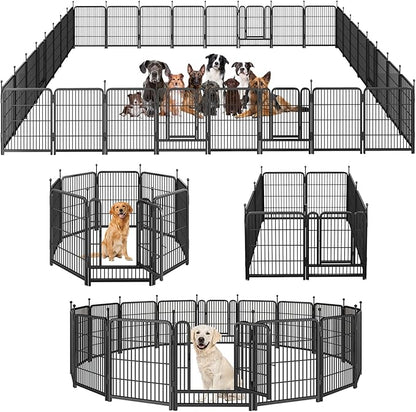 Dog Playpen,Portable Outdoor Dog Fence, Dog Playpen for Large/Medium/Small Dogs, Dog Fences for the Yard,with Doors Foldable Metal (40 inch, 32 Panels)