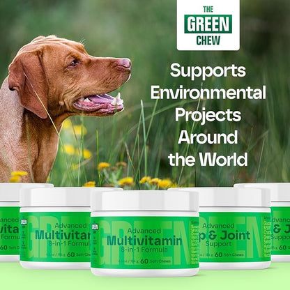 8-in-1 Advanced Multivitamin for Dogs - Omega-3, Joint & Bone Support, Skin & Coat Health - Dog Vitamins & Probiotics for Digestion - Dog Supplies Chicken Flavored 60 Soft Chews