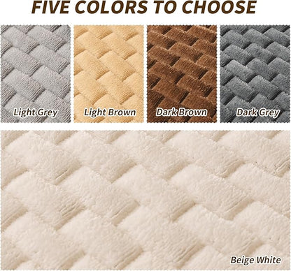 Couch Covers for Dogs Washable, Velvet Dog Couch Cover Protector, Fuzzy Plush Pet Sofa Cover for 3-4 Cushion Couch, Sofa Covers for Pets(1PC,Beige White,27.6"x94.5",3-4 Seater Sofa Pad Cover)