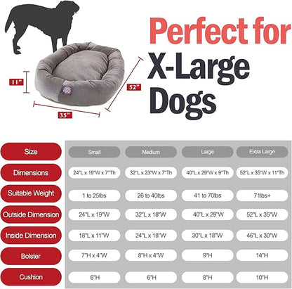 Majestic Pet 52 Inch Orthopedic Machine Washable Dog Bed for Large Sized Dogs, Waterproof Durable Donut Cushion with Spine Support, Calming Pet Bed Furniture Grade Crate Pad Mat