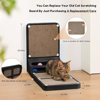 Goosheep Cat Scratching Board Kitten Scratching Ball Wall Scratchers for Indoor Cats L Shaped Cat Scratcher Cats with Scratcher Pads Black