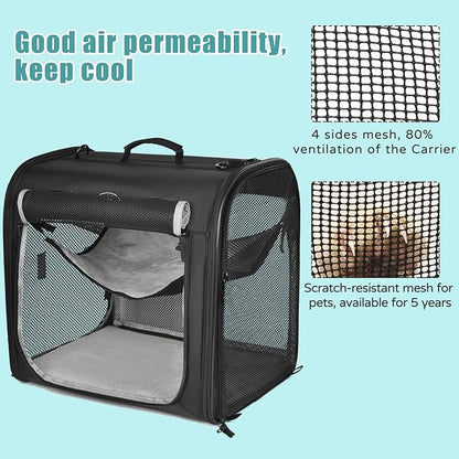 Wakytu Portable Large Cat Carrier, Soft-Sided Pet Crate Kennel for Small Dog | Arch Design, 4 Mesh Windows, 3 Entrance, Hammocks, Lockable Zipper | Perfect for Travel, Indoor Outdoor Use