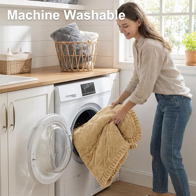 Smiry Fuzzy Couch Cover for Dogs, Non Slip Washable Pet Sofa Cover, Scratch Proof Hair Resistant Plush Sofa Slipcover, Pet Friendly Couch Cushion Protector for Cat, Camel, 27.6" x 59"