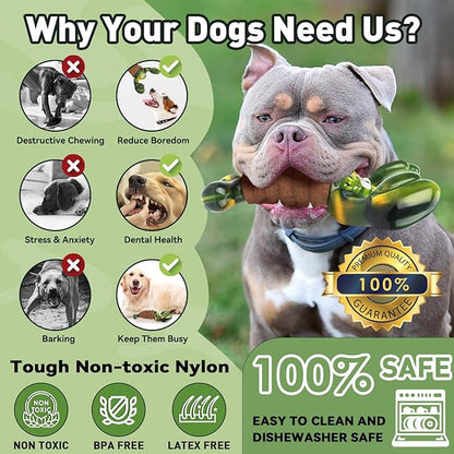 BIKIISEN Squeaky Dog Toys for Aggressive Chewers for Large Dogs, Interactive Dog Chew Toy to Keep Them Busy, Indestructible Squeaky Dog Toys, Tough Toy for Medium/Large Dogs (Green)