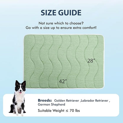 MICROCOSMOS 0.8" Thick Cooling Dog Foam Pad & Summer Pet Sleeping Mat, Machine Washable, Materials Safe, Portable Flat Pet Bed for Dogs.(Green, 42" x 28")