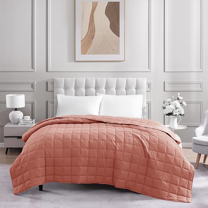 Casa Platino Pre-Washed King Size Blanket - Quilted Blankets - Soft & Lightweight - All Season - 100% Microfiber Down Alternative Blanket - Rose Dawn