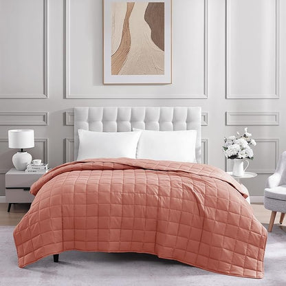 Casa Platino Pre-Washed King Size Blanket - Quilted Blankets - Soft & Lightweight - All Season - 100% Microfiber Down Alternative Blanket - Rose Dawn
