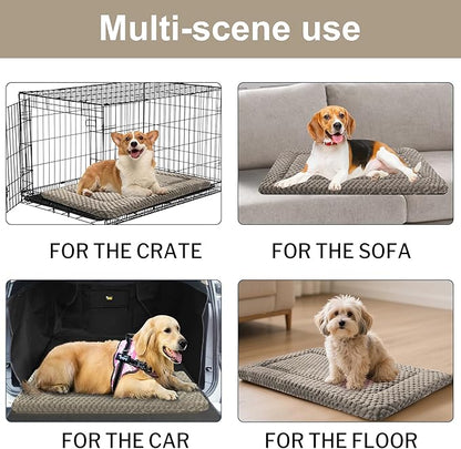 Dog Bed Crate Mat, Soft Durable Washable Anti-Slip Kennel Pad for Dogs & Cats, Reversible (Light Gray, L(35"*23"*1.5"))