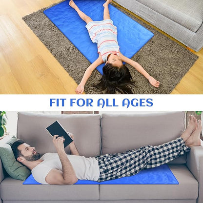 Drydiet Cooling Pad Mat for Sleep Cooling Mattress Pad Gel for Bed, Relieve Pain, Summer Hot Flashes, Adult, Pets, No Water or Electricity Required(Plain,Blue,48 x 28 Inch)