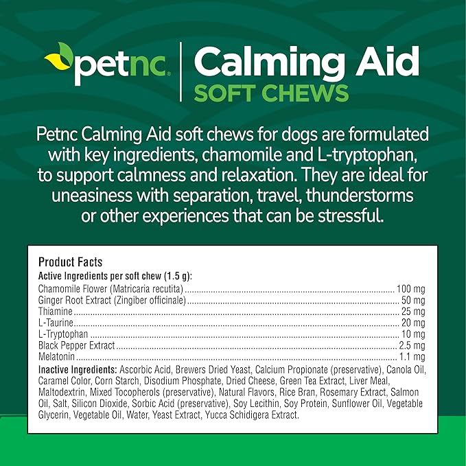 Petnc Calming Aid Soft Chews for Dogs (120 Count), For Dogs of All Sizes, Helps Promote Calmness & Relaxation, Calming Chews for Travel, Grooming, & Separation Support, Liver Flavor