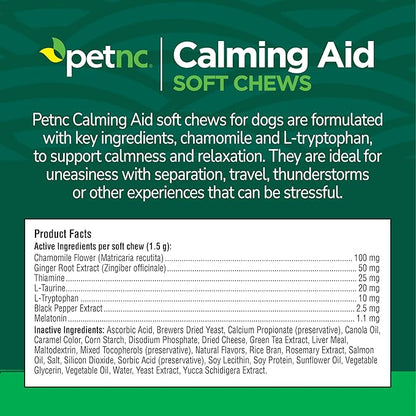 Petnc Calming Aid Soft Chews for Dogs (120 Count), For Dogs of All Sizes, Helps Promote Calmness & Relaxation, Calming Chews for Travel, Grooming, & Separation Support, Liver Flavor
