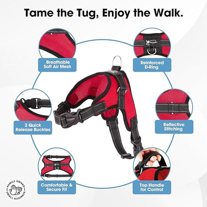 No Pull Reflective Adjustable Dog Harness With Handle- Comfortable Soft All Weather Mesh, Easy On Puppy Harness For Small Medium and Large Dogs (Red) X-Small