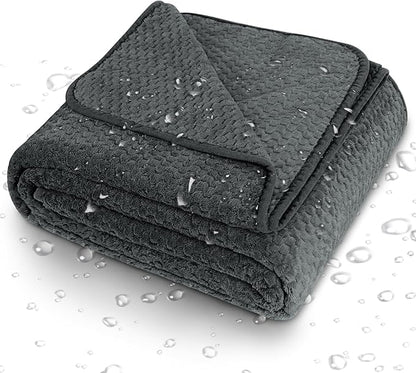 Catalonia Waterproof Pet Blanket for Sofa, Bed & Couch - Reversible Leakproof Fleece Furniture Protector Cover - Liquid Pee Proof Dog Cat Blanket for Small Medium Large Pets, Grey, 60" x 80"