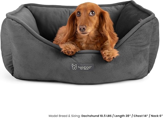 NANDOG Reversible Dog Bed from The Signature Collection– Luxury Cloud-Soft Pet Bed for Small to Medium Dogs & Cats, Premium Pet Gear, Reversible Design, Plush Comfort, Modern Style - Dark Grey