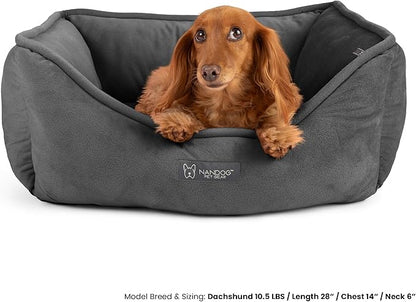 NANDOG Reversible Dog Bed from The Signature Collection– Luxury Cloud-Soft Pet Bed for Small to Medium Dogs & Cats, Premium Pet Gear, Reversible Design, Plush Comfort, Modern Style - Dark Grey