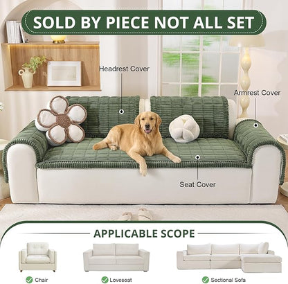 OstepDecor Washable Couch Cover for Dogs, Thick Pet Friendly Sofa Covers, Soft Couch Protector, Paw Cart Sofa Slipcovers, Cushion Protector for Leather, Sectional, Loveseat (35.4" x 35.4", Green)