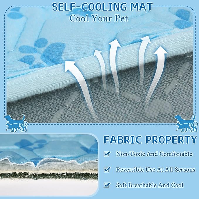 SHEJIZE Dog Cooling Mat Outdoor Cooling Pad for Dogs (Not Water-Filled), Washable Dog Crate Pad with Q-Max>0.4 Instant Chill, Pet Cooling Mat for Large Breeds, Portable for Dog Crate Mat/Car/Yard
