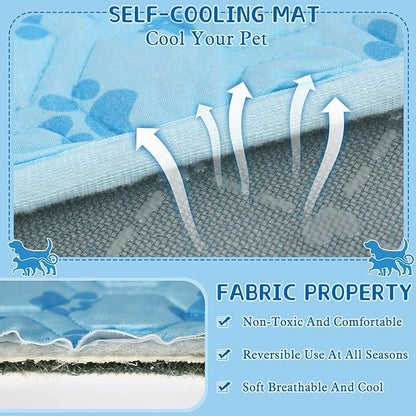 SHEJIZE Dog Cooling Mat Outdoor Cooling Pad for Dogs (Not Water-Filled), Washable Dog Crate Pad with Q-Max>0.4 Instant Chill, Pet Cooling Mat for Large Breeds, Portable for Dog Crate Mat/Car/Yard