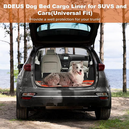 BDEUS Travel Dog Bed, Outdooor Camping Pet Mat, Portable Place Mat with Handle, Easy to Clean, Waterproof & Portable and Odor Resistant Pet Cooling Pad (X-Large 51" x 35", Orange)