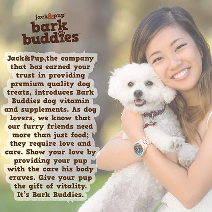 Jack&Pup Dog Vitamins and Supplements Multivitamins for Dogs - Bark Buddies Multi-Buddy Dog Multivitamins Chewable Soft Chews Puppy Vitamins and Supplements - (60ct)