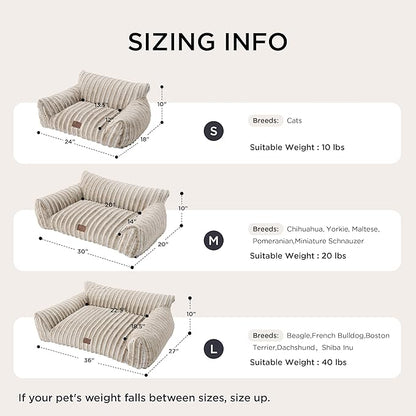 Bedsure ComfyFleece Cute Cat Couch for Pets - Fluffy Small Dog Sofa with Premium Soft Corduroy Fleece, Pet Sofa with Washable Cover, Supportive Dog Couch Bed for Small Medium Dogs, 30inch, Amphora