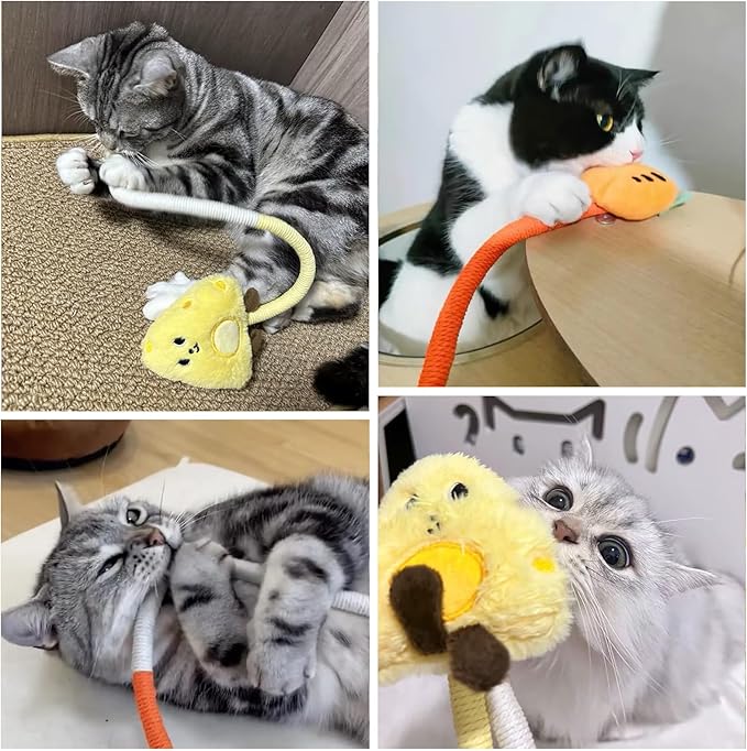 Kingtree Cat Toy Chew Ropes, 2 Pack Cotton Rope Cat Chew Toys Interactive Catnip Rope Toys for Indoor Cats Teeth Cleaning, Bite Resistant Chew Ropes Without Wire