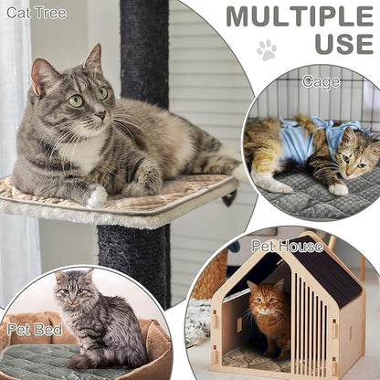 Tujoe 4 Pack Self Warming Cat Mat Self Heating Cat Pad Warm Thermal Pet Bed Washable Dog Crate Pad Body Heat Dog Bed Mat Blanket Non Slip Bottom for Outdoor Indoor Pets