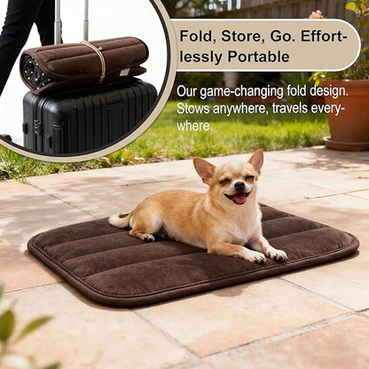 pobopobo Dog Crate Pad, Ultra Soft & Anti-Slip Kennel Mat, Secure Fit for Metal Crates & Dog Cages, Washable Cozy Bed for Small Medium Large Dogs (Dark Brown, S(23"*14"*1.5"))