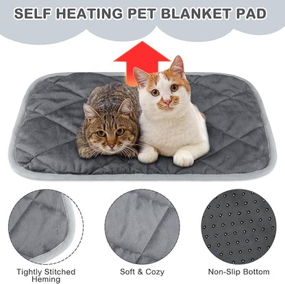 8 Pack Self Heating Cat Mat Self Warming Cat Bed Extra Warm Thermal Pet Bed Mat Reflects Body Heat Washable Dog Crate Pad for Indoor Outdoor Pets(Gray,18 x 24 Inch)